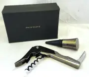 Frontgate #67859 Stainless Steel WAITER'S CORKSCREW & STOPPER SET NIB