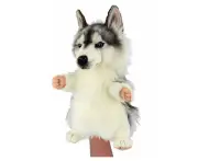 Hansa - Husky Dog Puppet - Realistic Animal Stuffed Plush Toy - 33cm