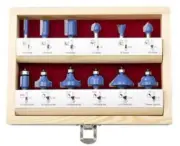 T-Cut TCT ROUTER BIT SET TBUD12 12Pcs 1/4" Shank, Straight, V-Groove, Dovetail
