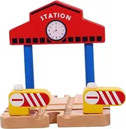 CVUTOVO Boy Girl Railway Building Station Platform Simulation Station Model Educational Wooden Train Accessory Plaything for Creative Imagination and Problem-Solving Skills