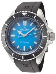 Edox Skydiver Neptunian Automatic Black Rubber Divers Men Watch 80120-3NCA-BUIDN