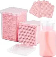 400PCS Lint Free Nail Wipes with Dispenser - Gel Nail Polish Remover Wipes with Acetone Dispenser,Lash Extensions Glue Cleaning Wipe with 1PCS Empty Pump Dispenser Bottle Nail Supplies