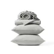 Coyuchi Organic Crinkled Percale Sheet Set, Pewter (King) King