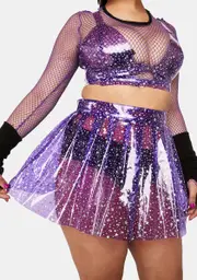 Plus Violet Chasing Starlight Vinyl Skirt