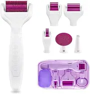 Derma Roller Kit for Face and Body, 6 in 1 Non-Invasive Microneedling Rollers Kit For Massage, Cosmetic Absorption and Ultimate Glow with 5 Replaceable Micro Needle facial roller(0.5mm，1mm，1.5mm，2mm), Disinfection Tank and Facial Brush