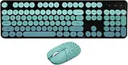 Wisoqu Keyboard and Mouse Combo, 2.4GHz Retro 104 Key Full Size Keyboard with 3 DPI Adjustable Mouse, for Computer PC Laptop (Mixed Color Blue), Wisoqu7xepgna6f1-13
