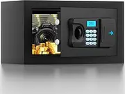 0.5 Cuft Safe Box with Electronic Keypad, Steel Home Safe with Alarm System and Spare Key, Small Lock Box for Ammo Document Medicine Jewelry