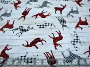 3 Yards Quilt Cotton Fabric - Timeless Treasures Rustic Deer Plaid Check on Wood