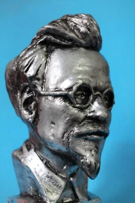 LEON TROTSKI BUST silver STATUE 7" SCULPTURE PHILOSOPHY PHILOSOPHER MARX TROTSKY