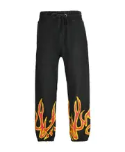 Palm Angels Flame Detailed Drawstring Track Pants L Black