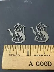 New Smith & Wesson Logo- Lot Of 2 - Silver Metal Hat/Tac Pins 3/4” X 7/8”
