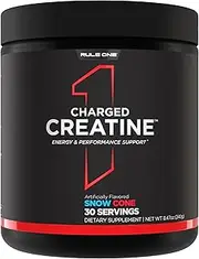 Rule1 R1 Charged Creatine Energy & Performance Support Supplement 240 g, Snow Cone (30 Servings)