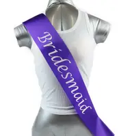Hens Night Party Bridal Sash Purple/White - Bridesmaid