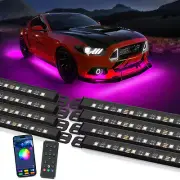 8PCS RGB Dream Color Underglow LED Neon Kit Wireless App & Remote Dual Control