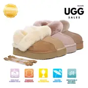 DK® UGG Slipper Removable Strap Slingback Sheepskin Platform Banded Scuff Slide