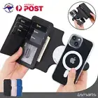 For iPhone 16e 15 Pro 14 13 12 11 Detachable Leather Case Magnetic Wallet Cover
