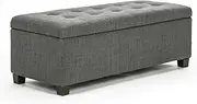 La Bella Faux Linen Storage Ottoman Bench – Dark Grey, Lift-Top Lid, Hidden Storage, Triple-Cushion Seat, Solid Wood Frame, Anti-Slip Rubber Legs, 102cm