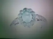 Very Rare Grandidierite White Zircon Floral in Platinum over Silver ring ,size 8