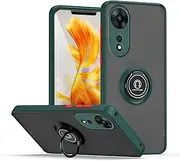 [WOBURN] Case for Oppo A78 5G, TPU/PC Shockproof Mobile Phone Case with Finger Ring Stands, Translucent Frosted Anti Fingerprint Protective Case, Dark Green