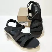 Clarks Cloudsteppers Sandals Glide Hi Ella Black Adjustable Straps, Size 12