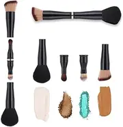 TIESOME 4 in-1 Makeup Brush Set, Foundation Brush Blush Brush Eyeshadow Powder Brush Concealer Brush All-in-One Travel Makeup Brushes Double Ended Makeup Brush for Foundation, Concealer, and Powder