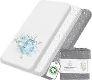 Lilly Belly Pack of 3 Next to Me Crib Sheets 100% Organic Cotton GOTS, Cot Bed Sheet 2+1 Waterproof Protector pad Compatible Moses Basket Sheets, Organic tutti bambini cozee sheets 90x55cm.