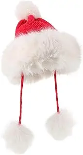 [GAROZATION] Christmas and New Year Ear Protection Hats Has Red Fuzzy Hat Cookies Beanie Fluffy Headband Goth Beanie Hanging Pom Pom Fur Balls Faux Fur Striped Baseball Cap Beanies Women Cotton