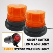 2 x AMBER LED STROBE BEACON LIGHT EMERGENCY ROTATING FLASHING WARNING TRUCK LAMP