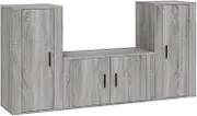 3 Piece TV Cabinet Set Grey Sonoma - Engineered Wood TV Unit with Storage Shelves, Modern Entertainment Centre for Living Room, Compact Design for Small Spaces