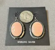Navajo Sterling Silver Pink Conch Shell Drop Earrings Stamped