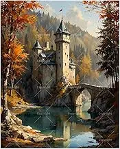 TAOPAOLAB Forest Castle Paint by Numbers Kit for Adults – DIY Towering Castle with Autumn Trees Painting on Canvas 16x20In, Acrylic Paint Set, Suitable for Beginners, Art for Home Decoration or Gifts