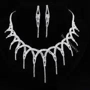 Extravagant Bridal Rhinestone Crysta Wedding Necklace Earrings Set N304