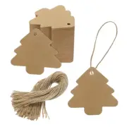 100Pcs Kraft Paper Gift Tags with String,2.2x2.2" Christmas Tree Labels Brown