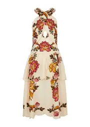 Farm Rio Printed Linen-blend Midi Dress - Multicoloured - XS (UK6 / XS) XS (UK6 / XS)
