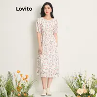 在飛比找蝦皮商城優惠-Lovito 波西米亞格女款花卉舞會禮服連身裙 L83ED3