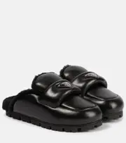[Prada] Prada Shearling-lined leather slides AU 4.5 black