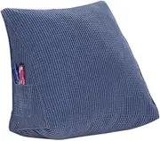 Fluffy Soft Down Alternative Filled Triangle Wedge Cushion Pillow for Bed Sofa Backrest Reading, Corduroy, Pack of 1 (18.9x15x9.5, Blue)