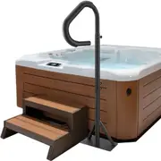 Hot Tub Handrail, 360 Rotatable Spa Side Handrail with 48"-63" Adjustable Height, Rust-proof Aluminum Spa Step Hot Tub Hand Rail with Slide-Under Mount Base for Indoor & Outdoor, 600LBS