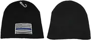 [K's Novelties] Thin Blue Line USA Skull Cap Hat Beanie Support Police Firefighter, Black, 64