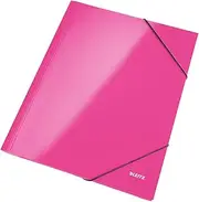 Leitz 3-Flap Folder, Holds up to 250 A4 Sheets, Elastic Closure, Flexible Plastic, Pink, Pack of 10, Wow Range, 39820023