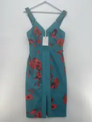 Ted Baker Women's Turquoise Fantasia Panel Bodycon Dress Size 2