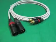 12' FT PURE SILVER PLATED MIL-SPEC RCA TO BALANCED XLR MALE INTERCONNECT CABLE.