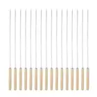 16pcs Kebob Skewers 34cmx4.3mmx1.2mm Flat Stick with Wood Grip Handle