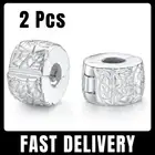 Authentic 2Pc Clip Lock Spacer Stopper Charm Bead Suits Pandora Bracelet