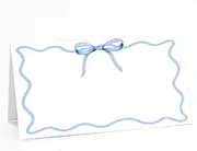 Whaline 100Pcs Blue Bow Place Card 2 x 3.5 Inch Cute Bowknot Tented Card Table Name Sign for Party Banquet Reception Table Setting Supplies