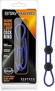 Stay Hard Silicone Double Loop Cock Ring, Blue