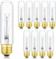 25 Watt T10 Clear Tubular Incandescent Light Bulb, Vintage Style Showcase