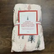POTTERY BARN KIDS WINTER WONDERLAND ORGANIC FLANNEL FITTED CRIB SHEET ~ BLUSH