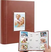 180 Pockets Photo Album for Fujifilm Instax Mini 12 11 40 9 7+ Evo Liplay Camera, Polaroid Camera, Front Window, Photo Book with Writing Surface for Polaroid 3 Inch Instant Film, K-pop Photo Cards (Brown)
