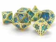 Blue Gilded Permafrost Forged in Frost 7-Dice Set RPG DND
